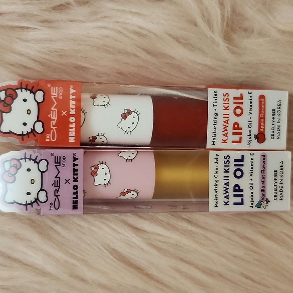 Brand New THE CREME SHOP X HELLO KITTY KAWAII KISS LIP OIL-2CT